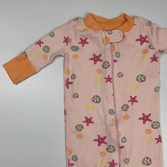 Hanna Andersson Zip One Piece Baby Outfit Sea Theme Shells Ocean 0-6mo - Picture 2 of 4